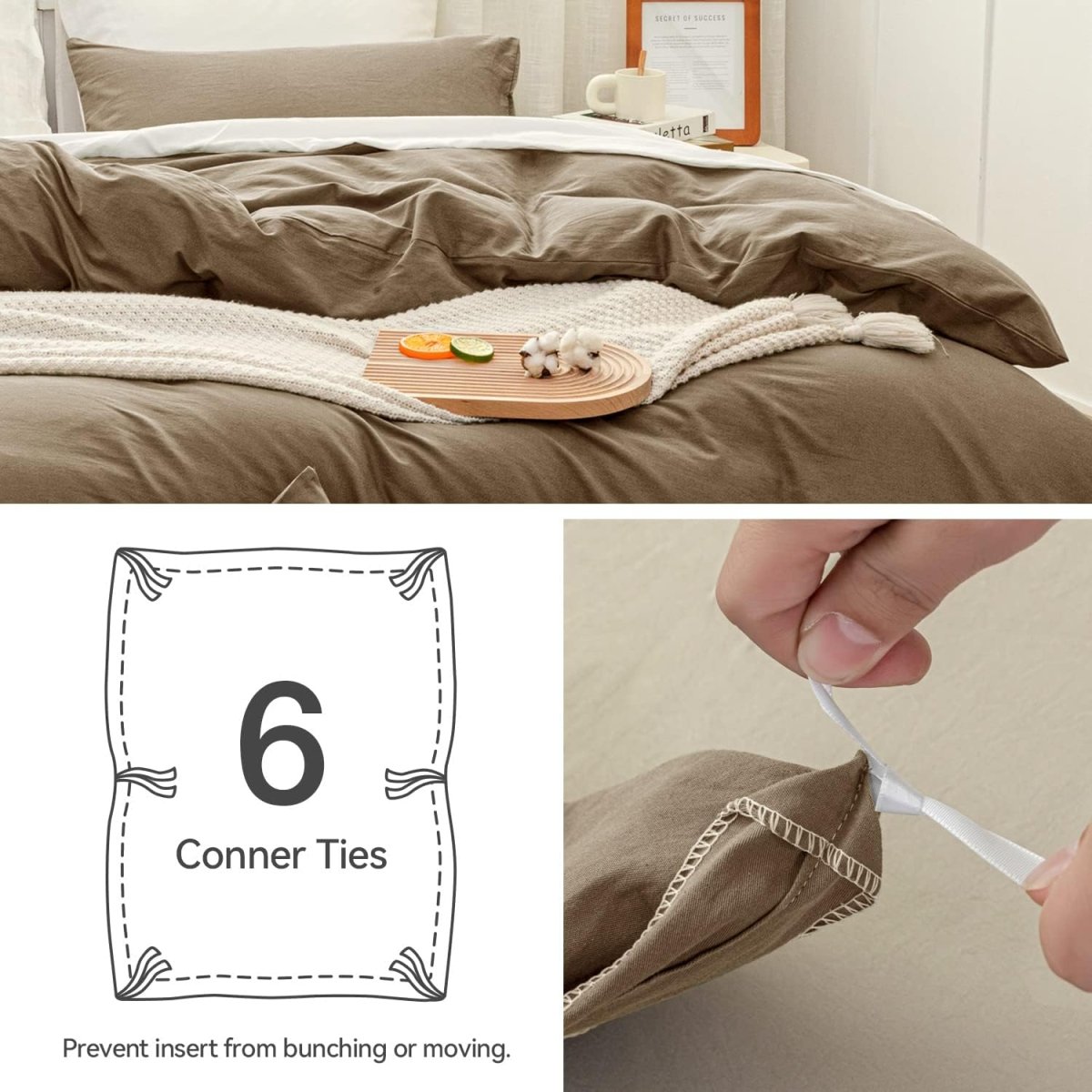 100% Washed Cotton Ultra Soft Zipper Closure Duvet Cover 3 pcs Set - Any Linen