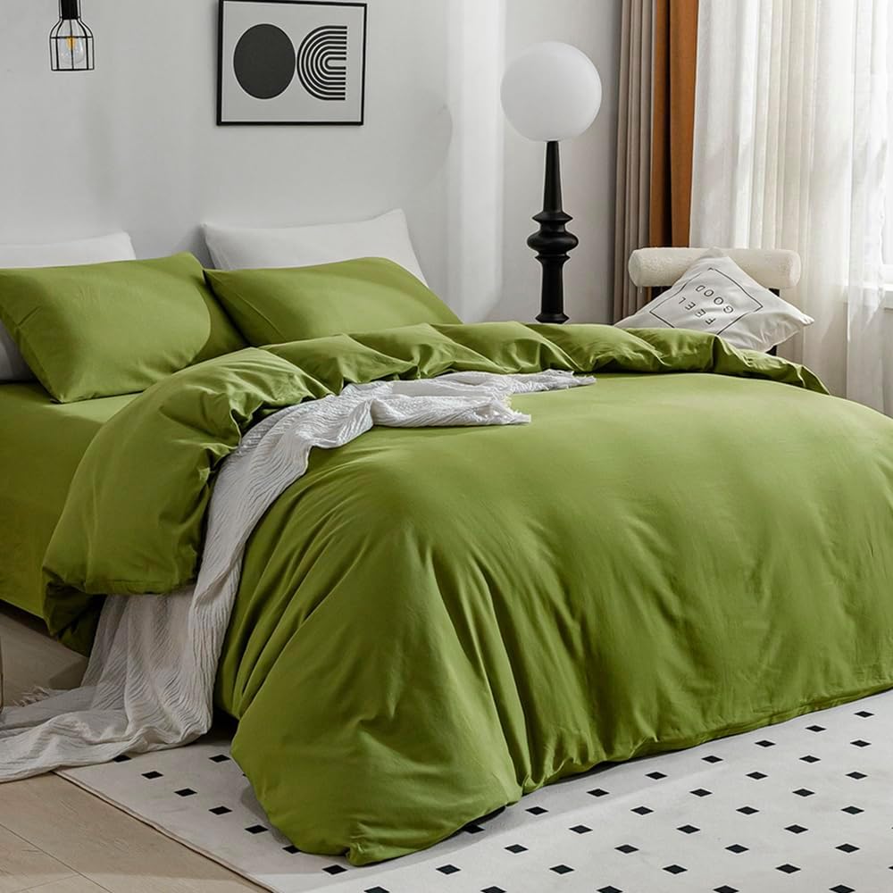 100% Washed Cotton Ultra Soft Zipper Closure Duvet Cover 3 pcs Set - Any Linen