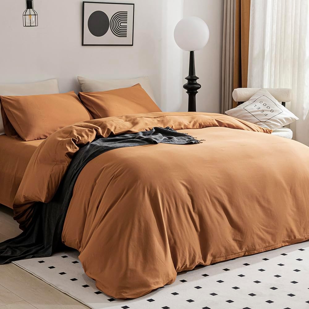 100% Washed Cotton Ultra Soft Zipper Closure Duvet Cover 3 pcs Set - Any Linen