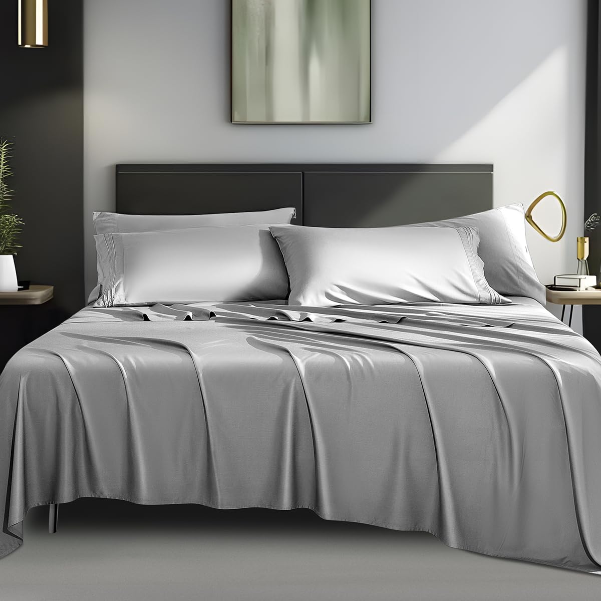 1800 Thread Count Bamboo 6 pcs Bed Sheets Set - Any Linen