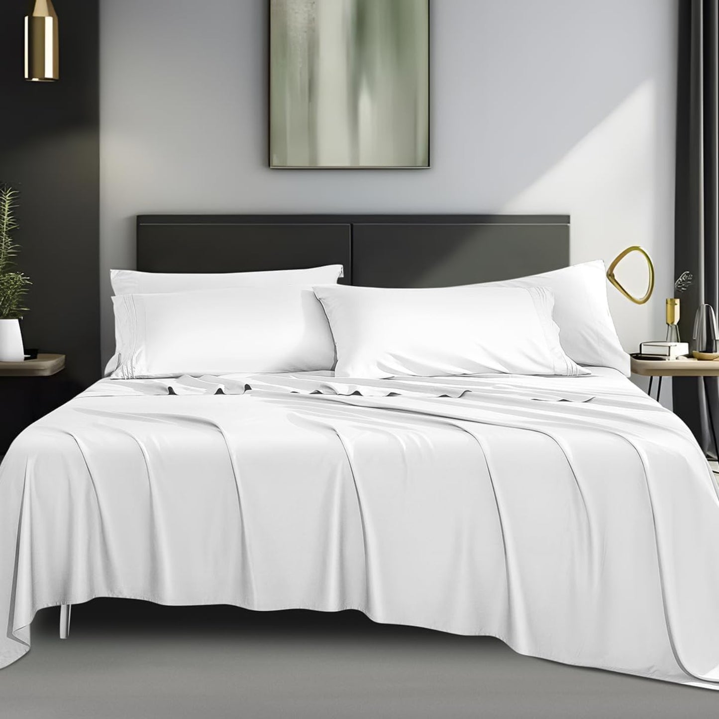 1800 Thread Count Bamboo 6 pcs Bed Sheets Set - Any Linen