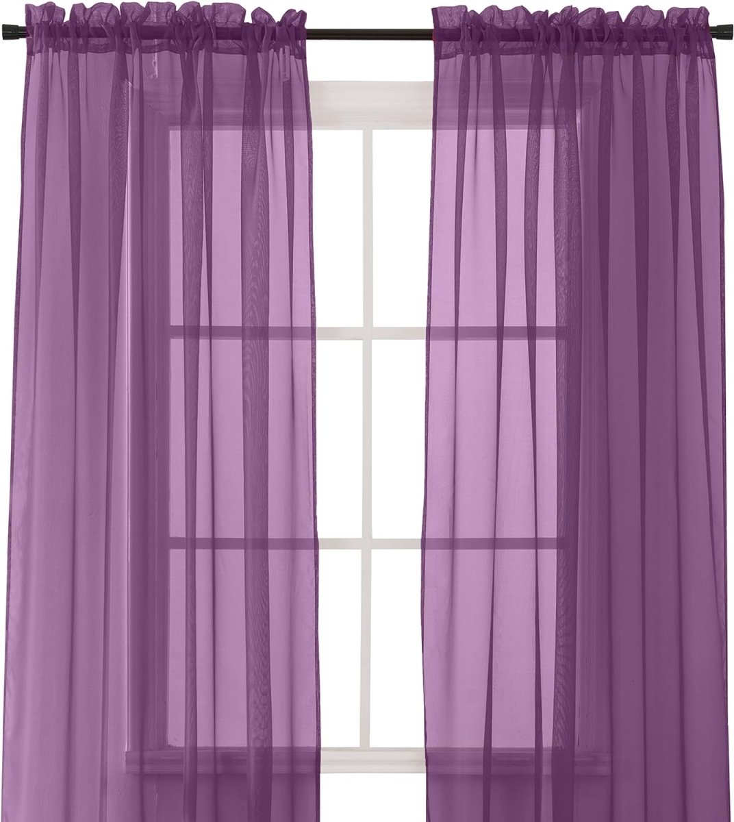 2 - piece Sheer Panel Rod Pocket Window Curtains - Any Linen