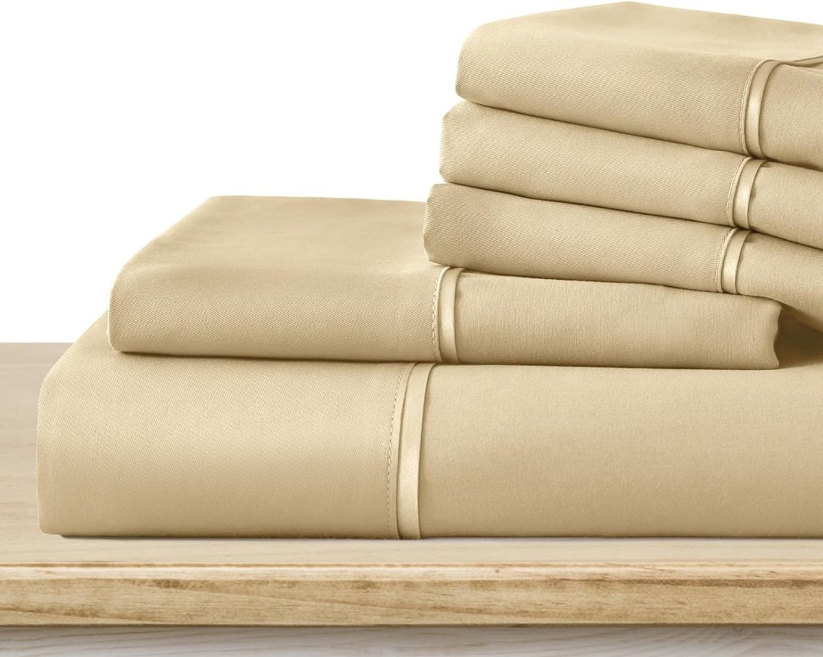 6 pcs Luxury Soft 1800 Thread Count Hypoallergenic Wrinkle Fade Stain Resistant Cooling Bedding Sheets - Any Linen