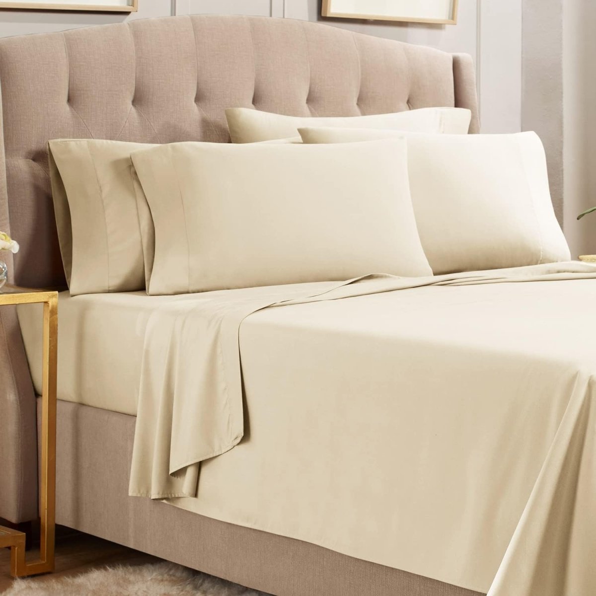 6 Piece Sheets - Deep Pocket Microfiber Hypoallergenic Bedding Set - Any Linen