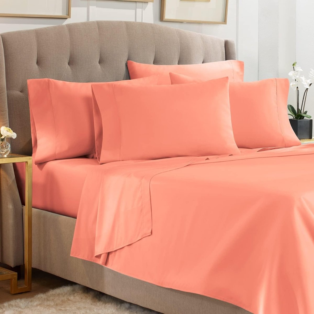 6 Piece Sheets - Deep Pocket Microfiber Hypoallergenic Bedding Set - Any Linen