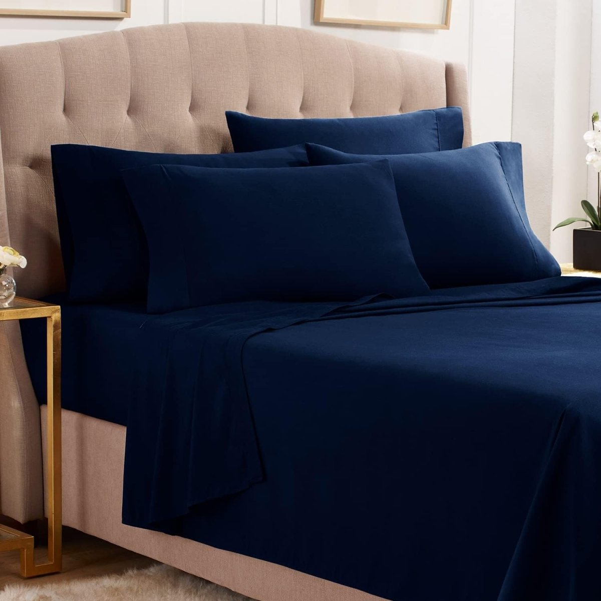 6 Piece Sheets - Deep Pocket Microfiber Hypoallergenic Bedding Set - Any Linen