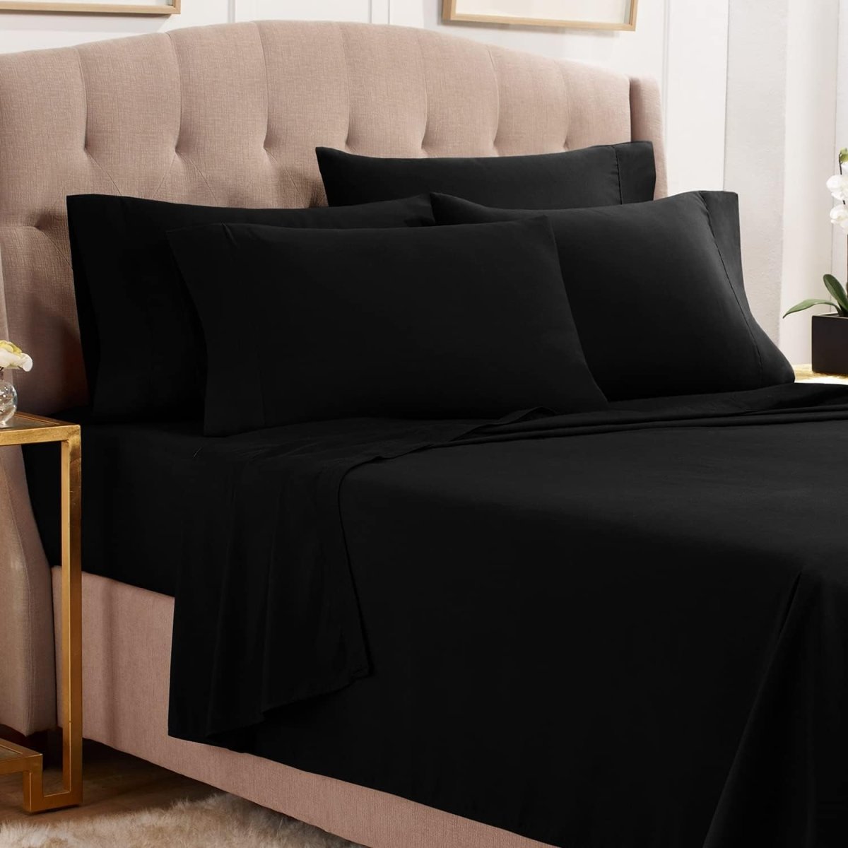 6 Piece Sheets - Deep Pocket Microfiber Hypoallergenic Bedding Set - Any Linen