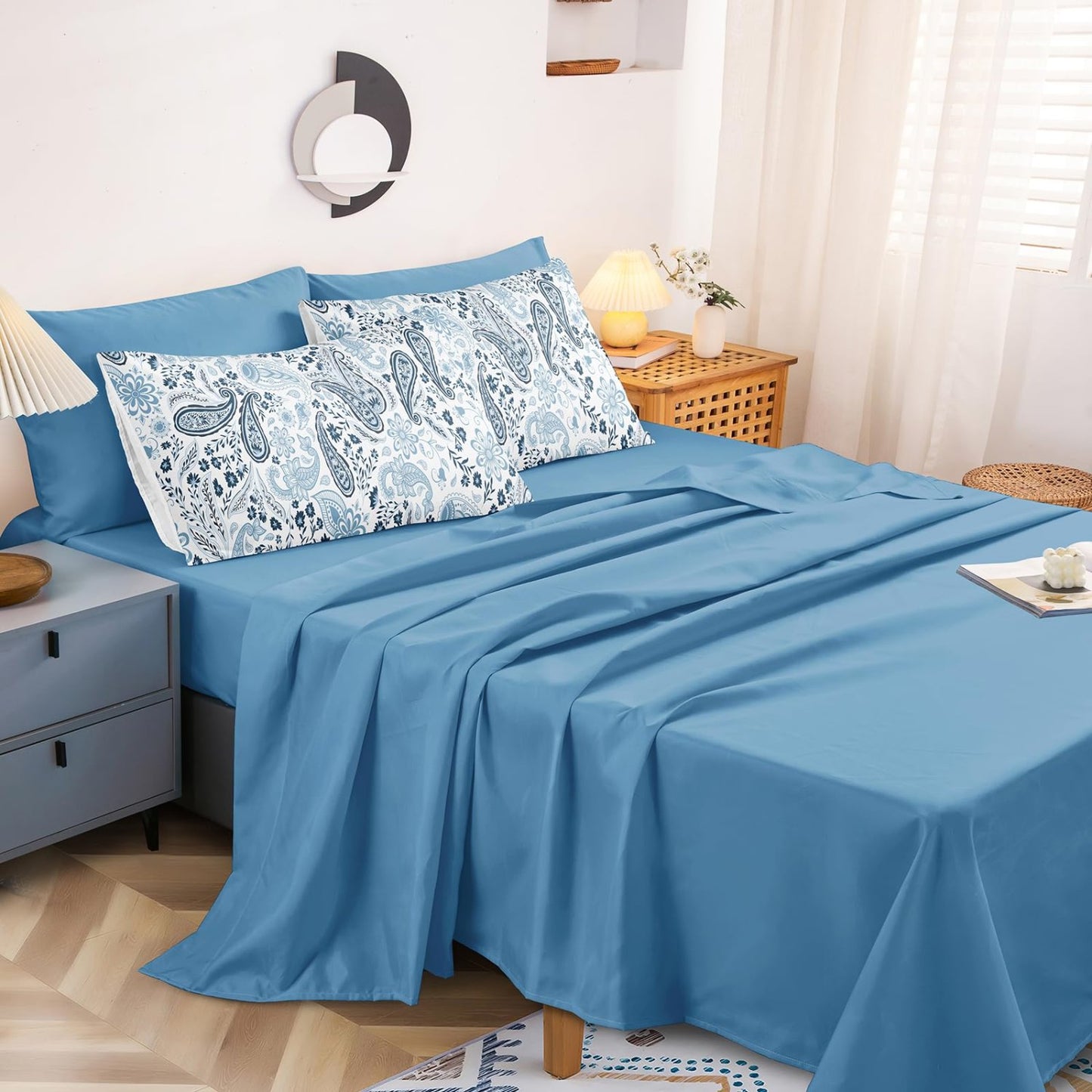 8 pcs Boho Paisley Soft Lightweight Comforter Bedding Set- AnyLinen
