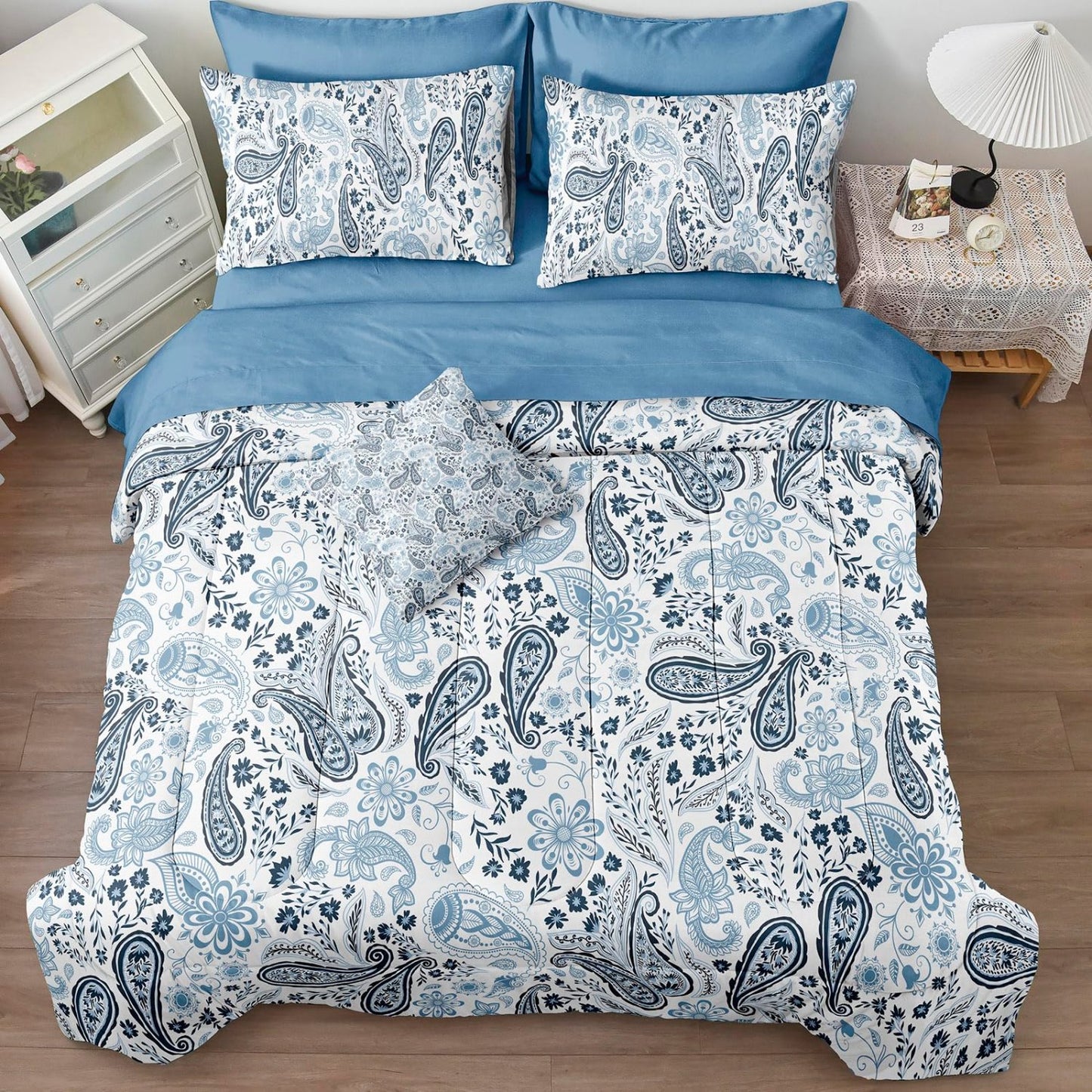 8 pcs Boho Paisley Soft Lightweight Comforter Bedding Set- AnyLinen