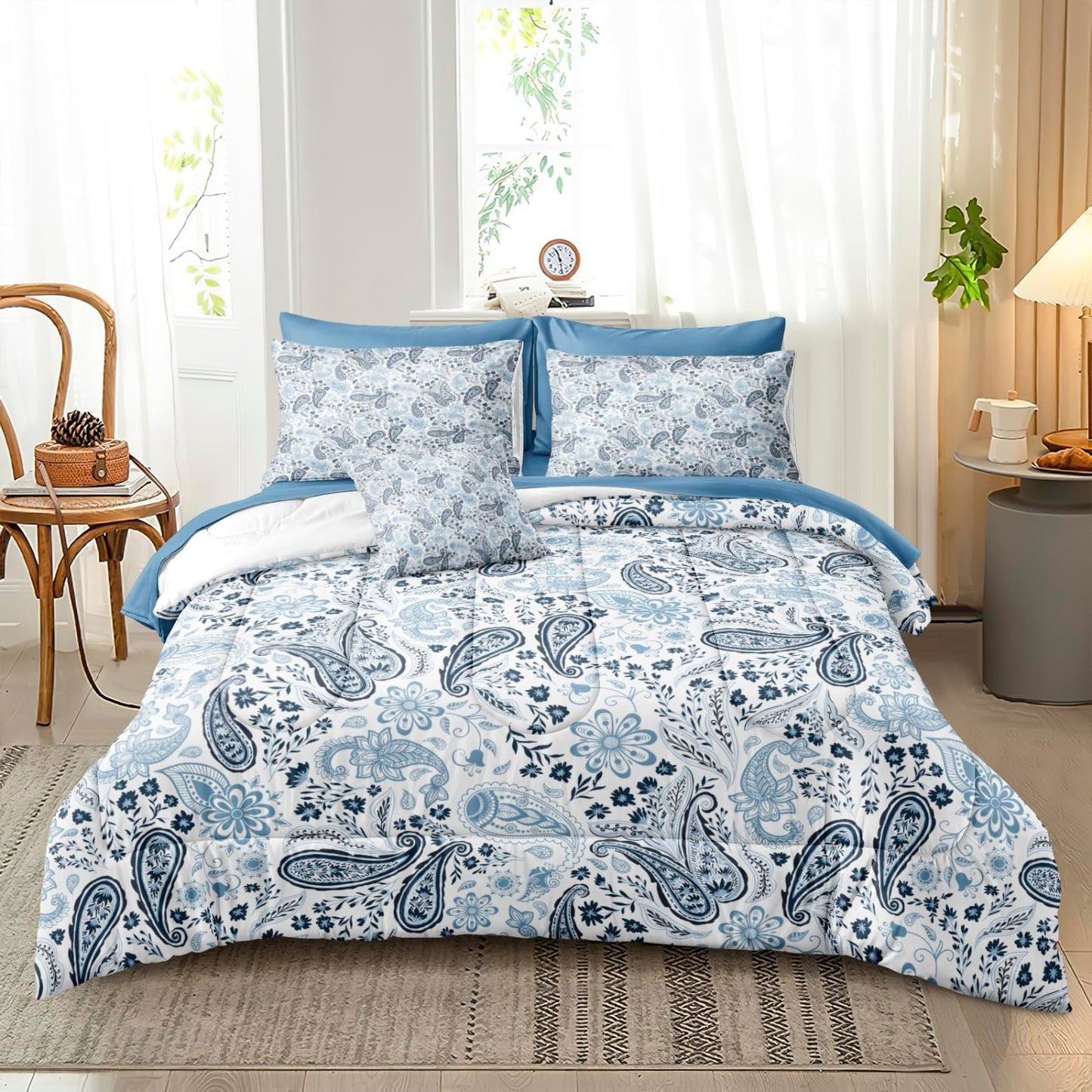 8 pcs Boho Paisley Soft Lightweight Comforter Bedding Set- AnyLinen