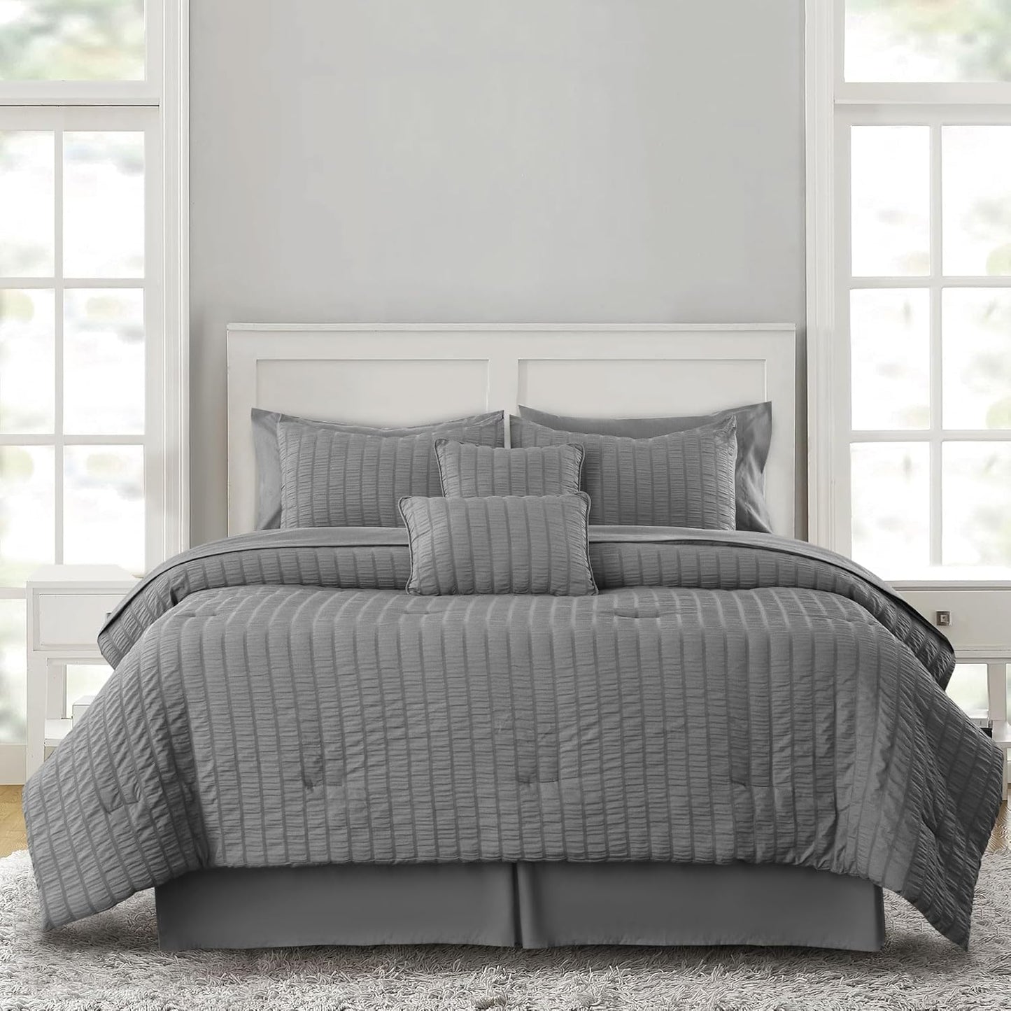 All Seasons Lightweight Bed in a Bag 10 pcs Comforter Bedding Set- AnyLinen