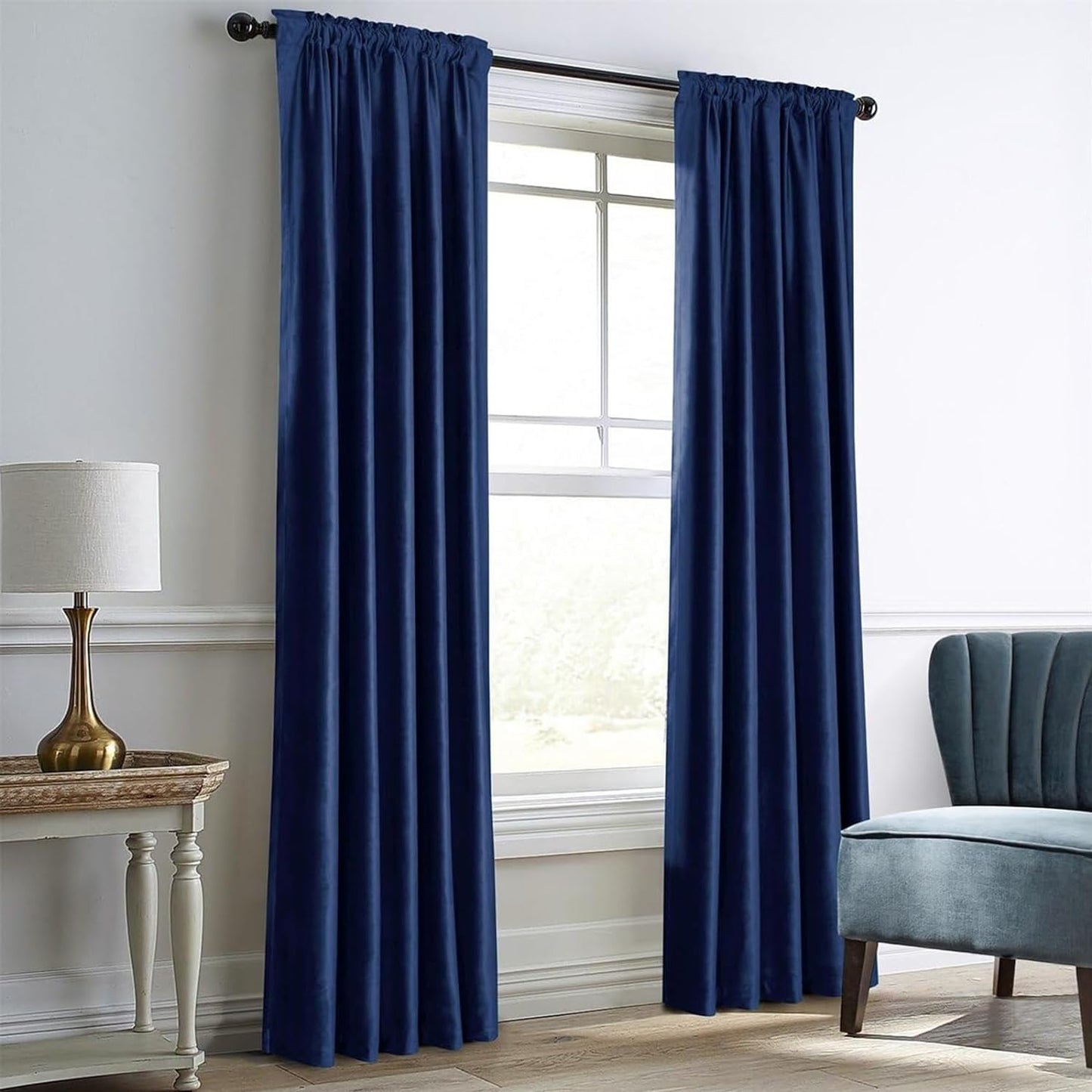 Darkening Velvet Thermal Insulated Rod Pocket Back Tab Window Curtain - AnyLinen