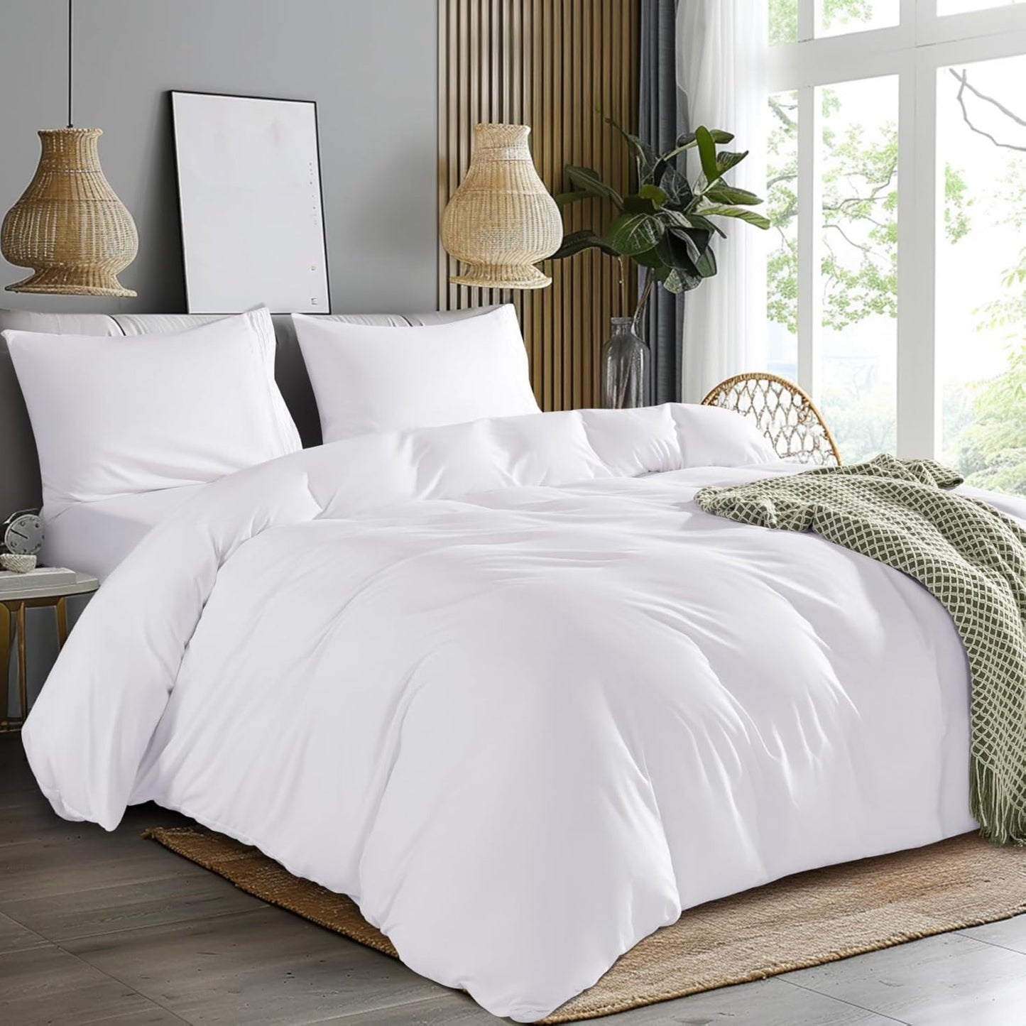 Soft Prewashed Zipper Closure Duvet Cover 3 pcs Set - AnyLinen
