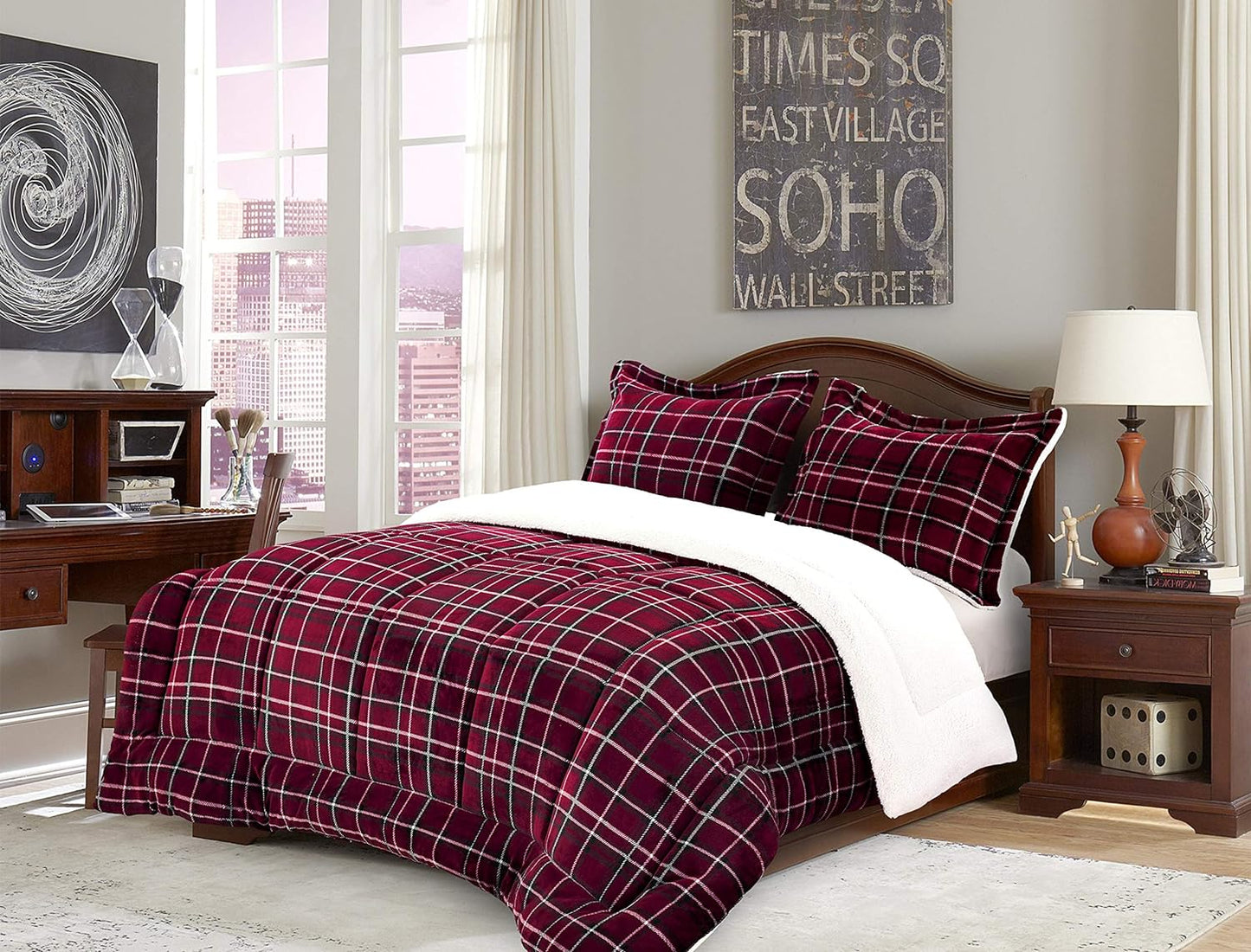 Softest Coziest Heavy Weight Sherpa Premium Quality Down Alternative Micro-Suede Reversible Comforter Set - AnyLinen