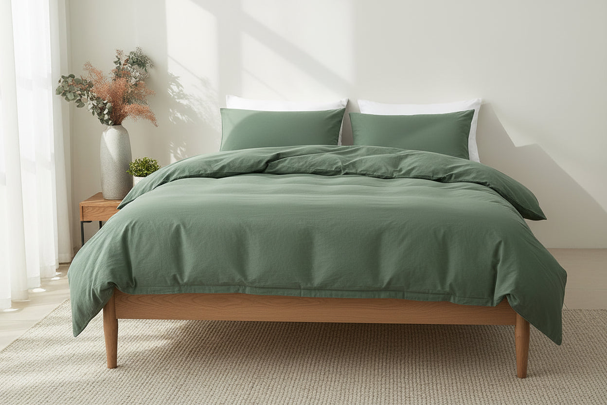 Washed Cotton Ultra Soft Zipper Closure Duvet Cover 3 pcs Set - Any Linen