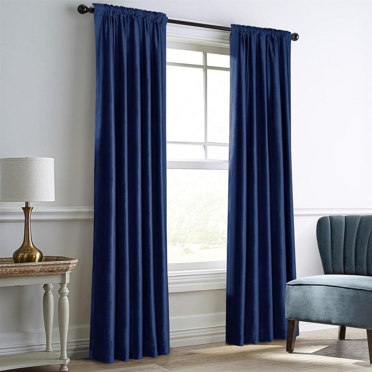 Darkening Velvet Thermal Insulated Rod Pocket Back Tab Window Curtain 2 Panels - Any Linen