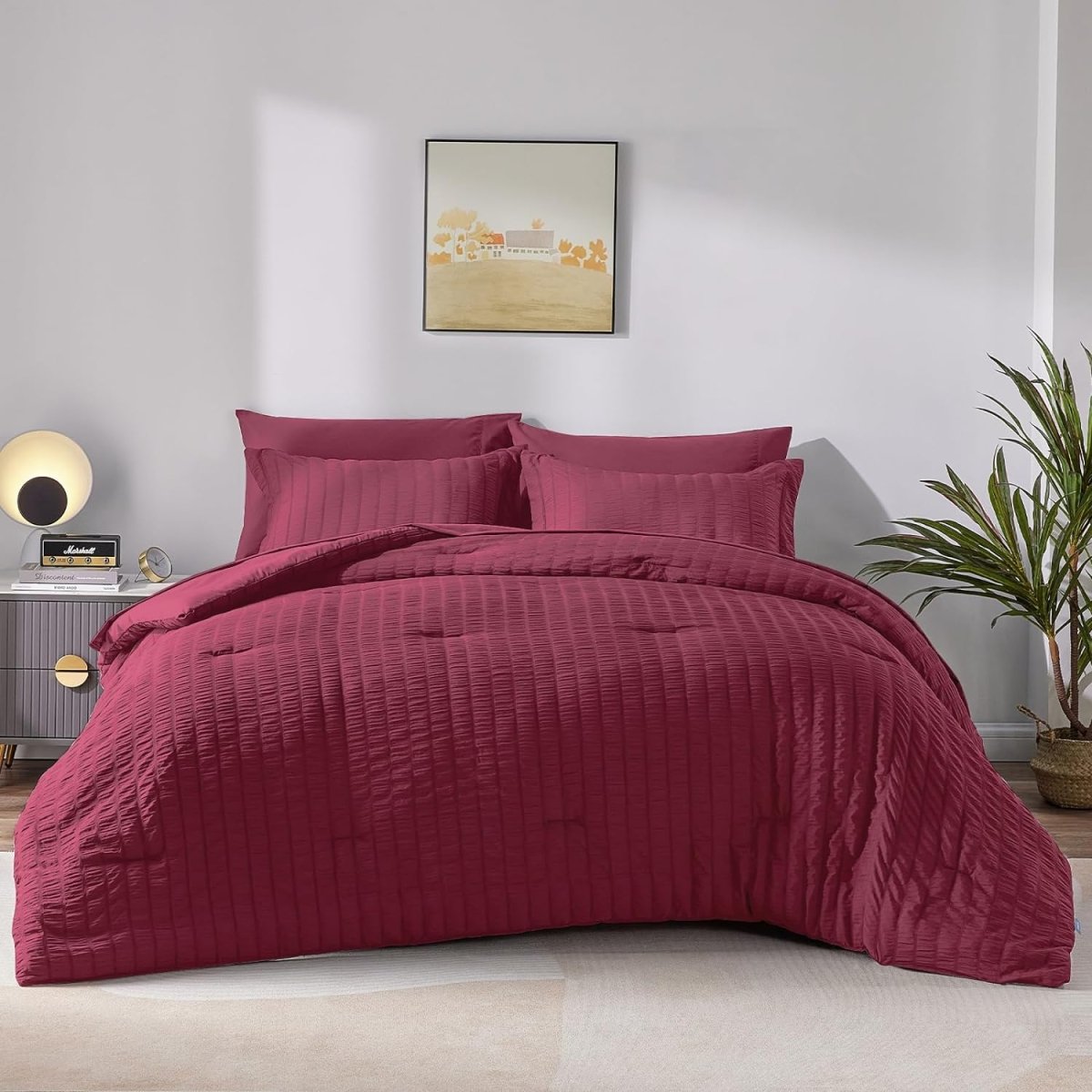 Elegant Comforter Set Textured with Fitted Sheet 7 Pieces - Any Linen
