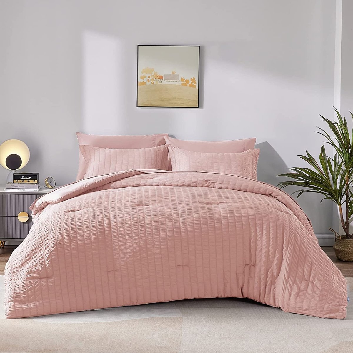 Elegant Comforter Set Textured with Fitted Sheet 7 Pieces - Any Linen