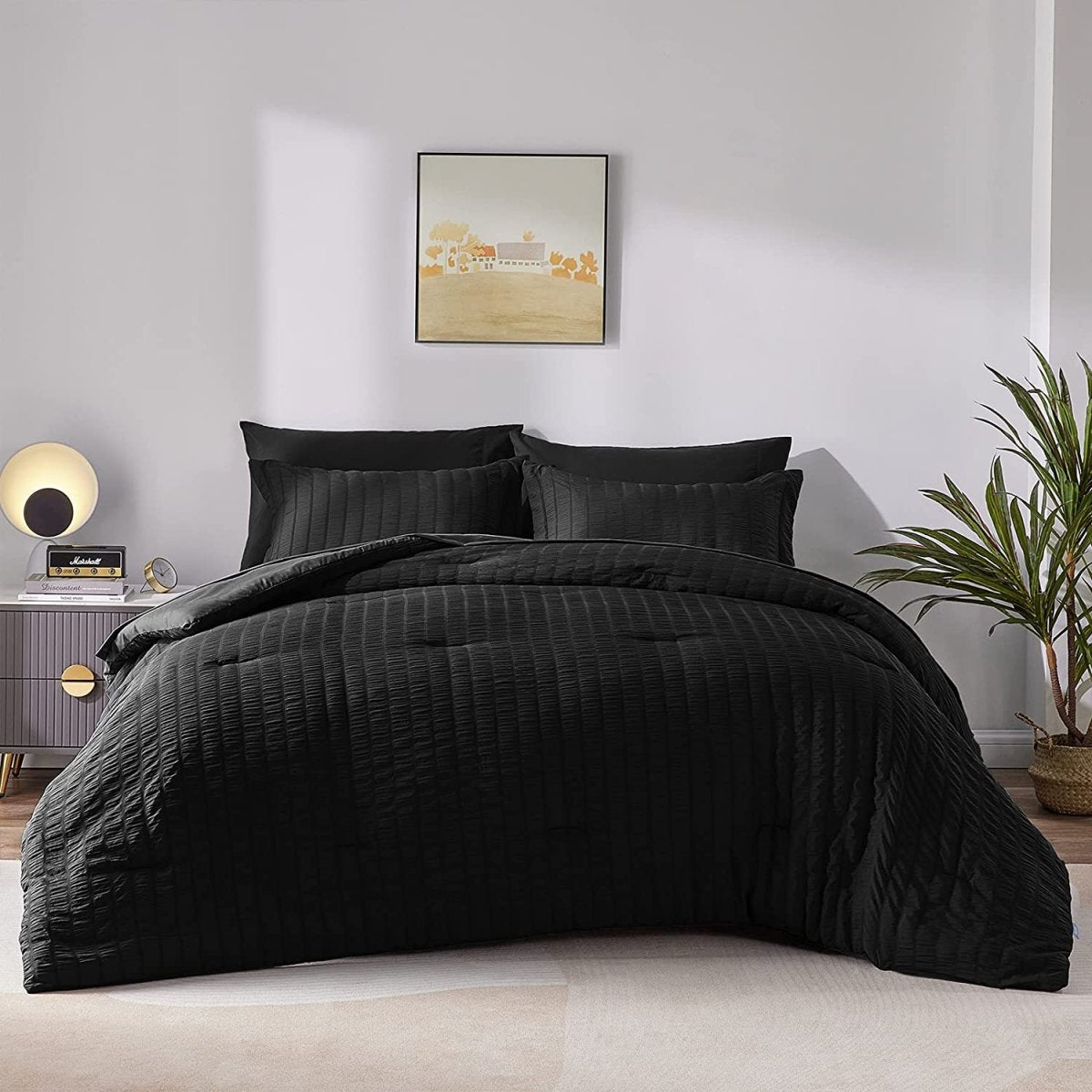 Elegant Comforter Set Textured with Fitted Sheet 7 Pieces - Any Linen