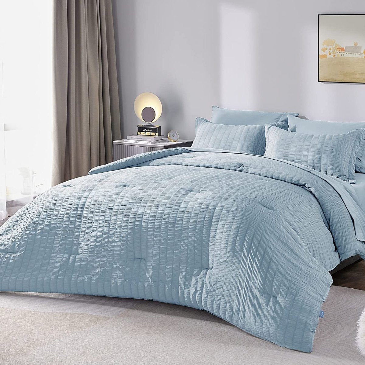 Elegant Comforter Set Textured with Fitted Sheet 7 Pieces - Any Linen