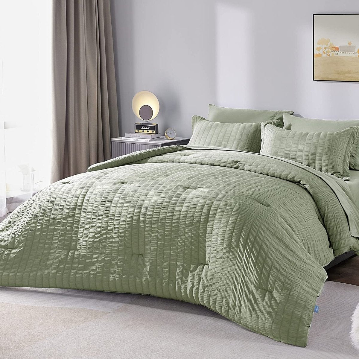 Elegant Comforter Set Textured with Fitted Sheet 7 Pieces - Any Linen
