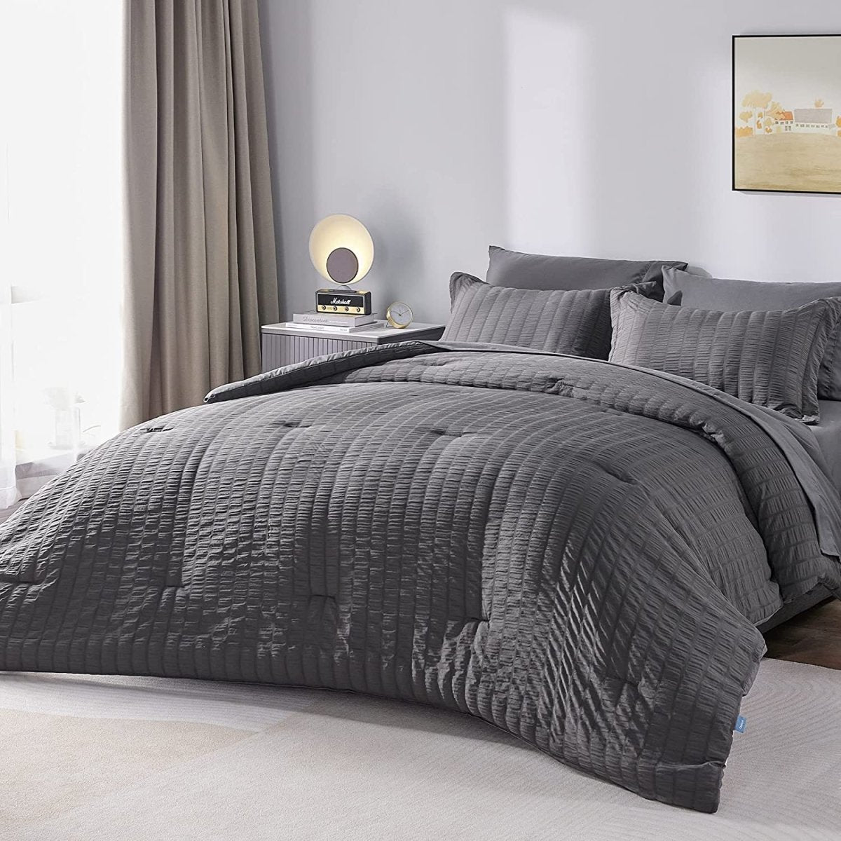 Elegant Comforter Set Textured with Fitted Sheet 7 Pieces - Any Linen