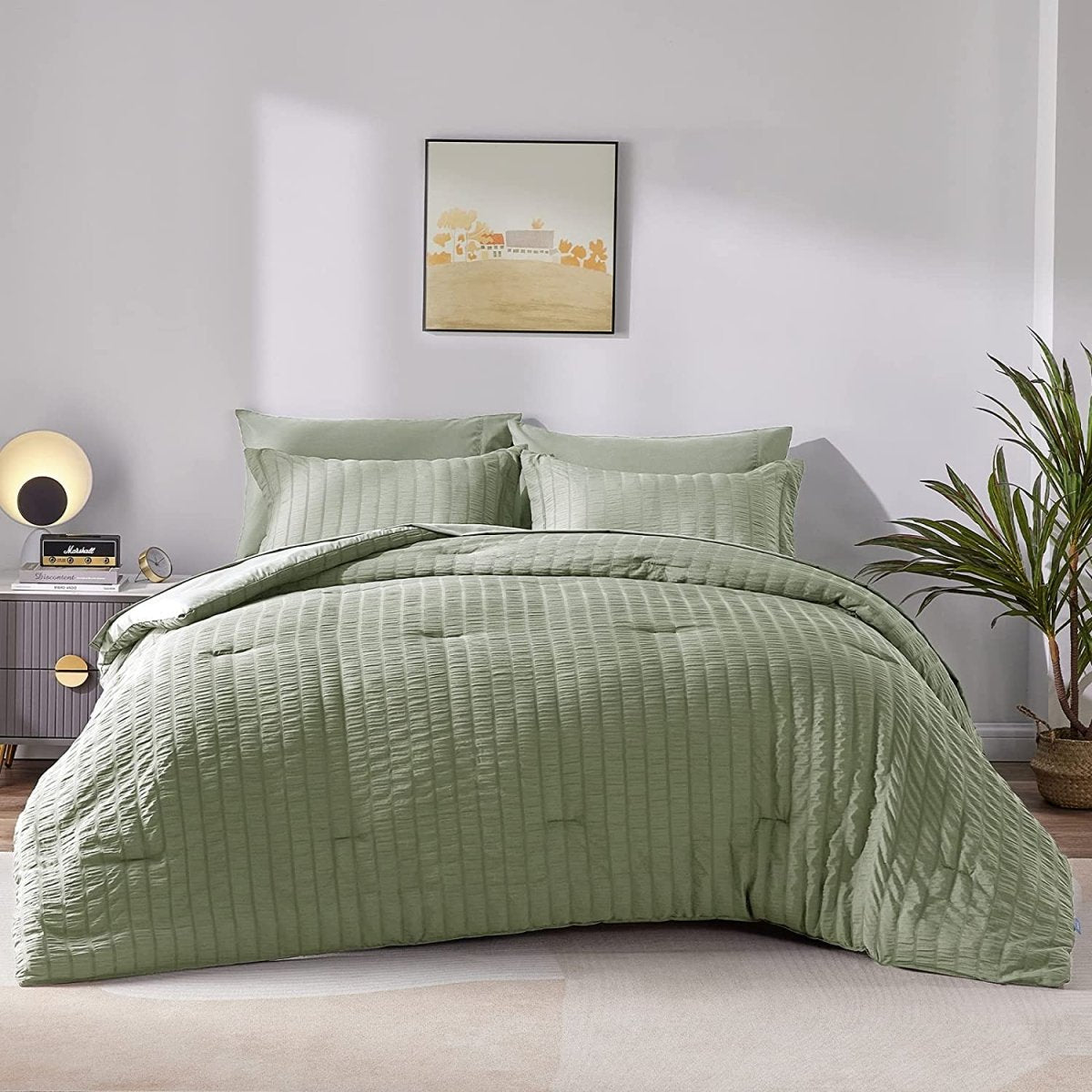 Elegant Comforter Set Textured with Fitted Sheet 7 Pieces - Any Linen