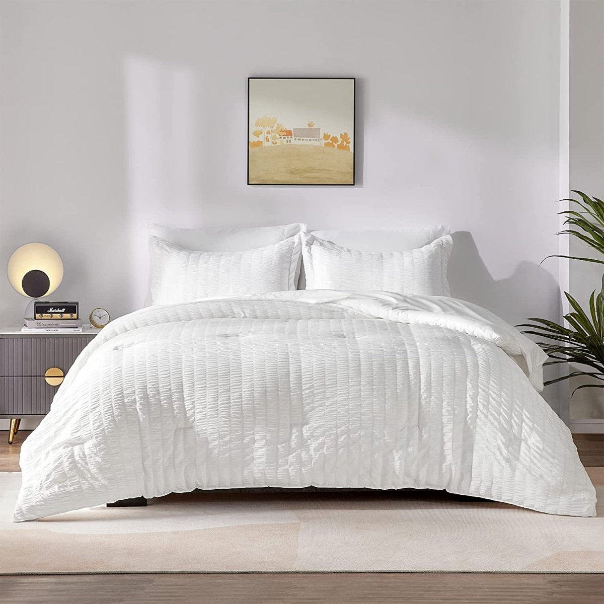 Elegant Comforter Set Textured with Fitted Sheet 7 Pieces - Any Linen