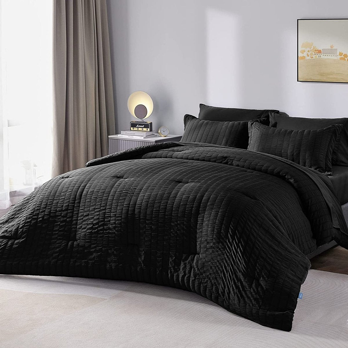 Elegant Comforter Set Textured with Fitted Sheet 7 Pieces - Any Linen