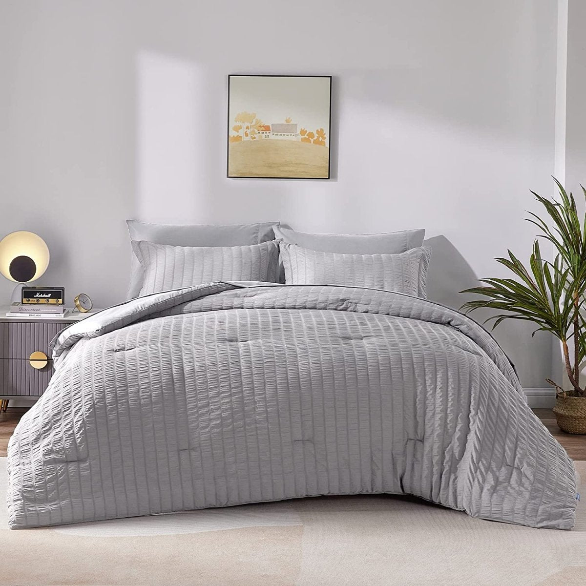 Elegant Comforter Set Textured with Fitted Sheet 7 Pieces - Any Linen