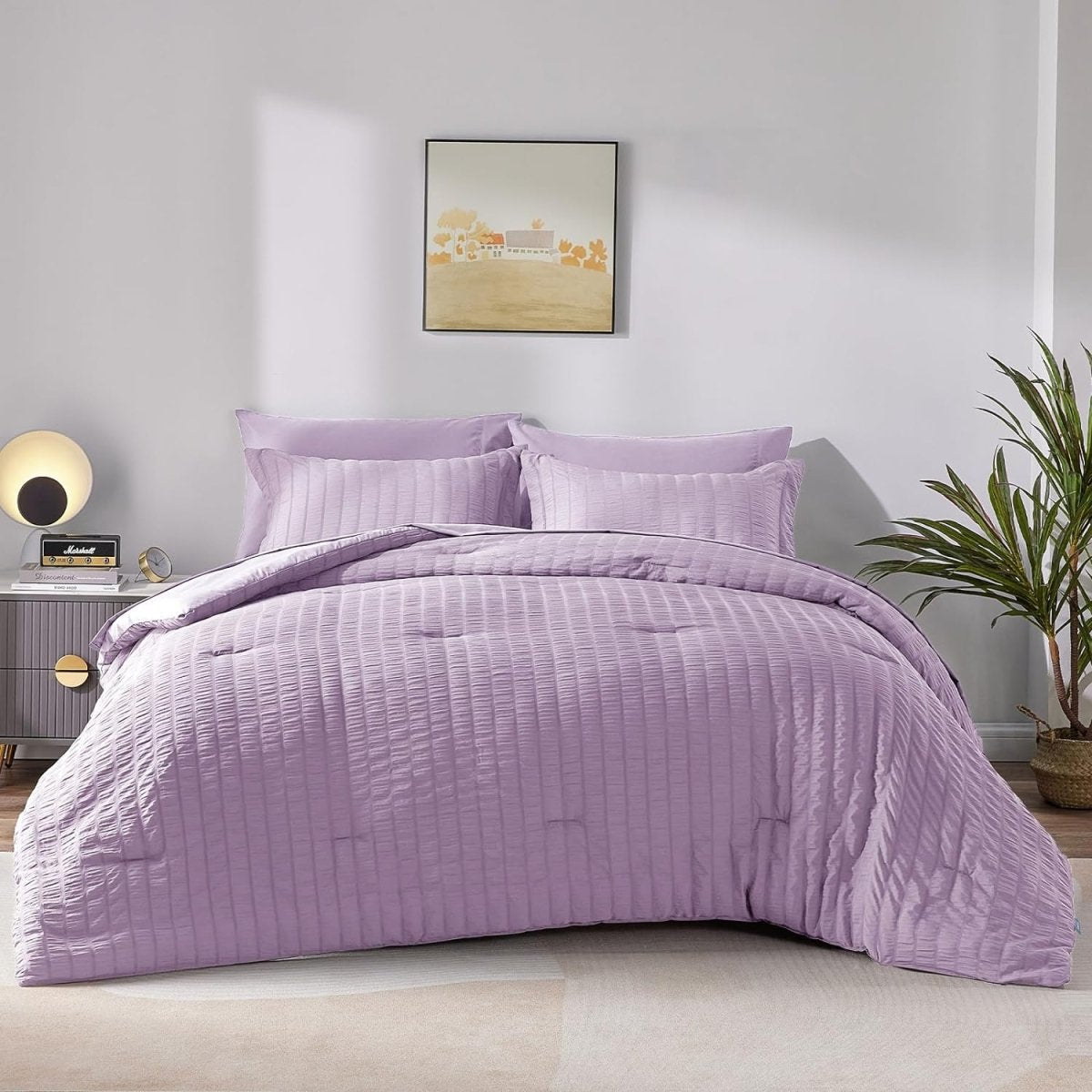 Elegant Comforter Set Textured with Fitted Sheet 7 Pieces - Any Linen
