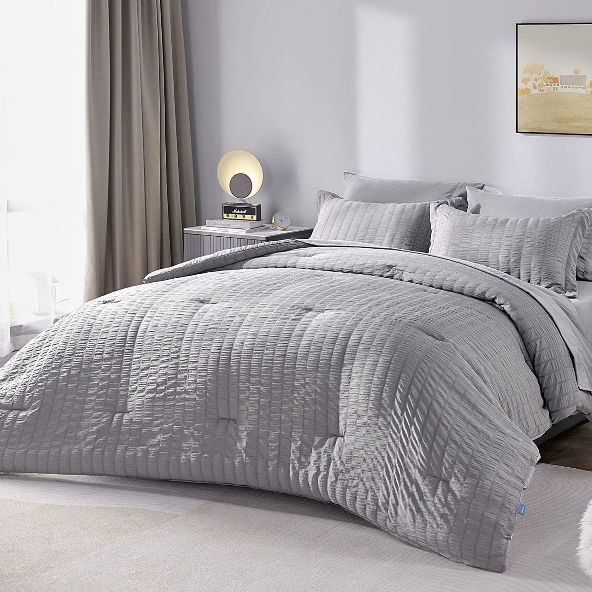 Elegant Comforter Set Textured with Fitted Sheet 7 Pieces - Any Linen