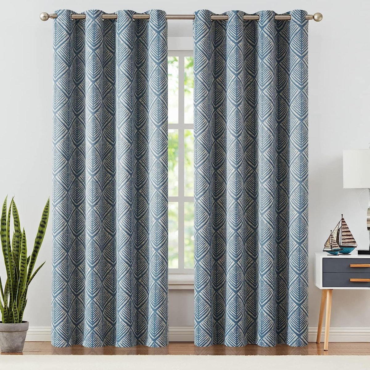 Geometric Pattern Design Darkening Thermal Insulated Blackout Curtains - Any Linen