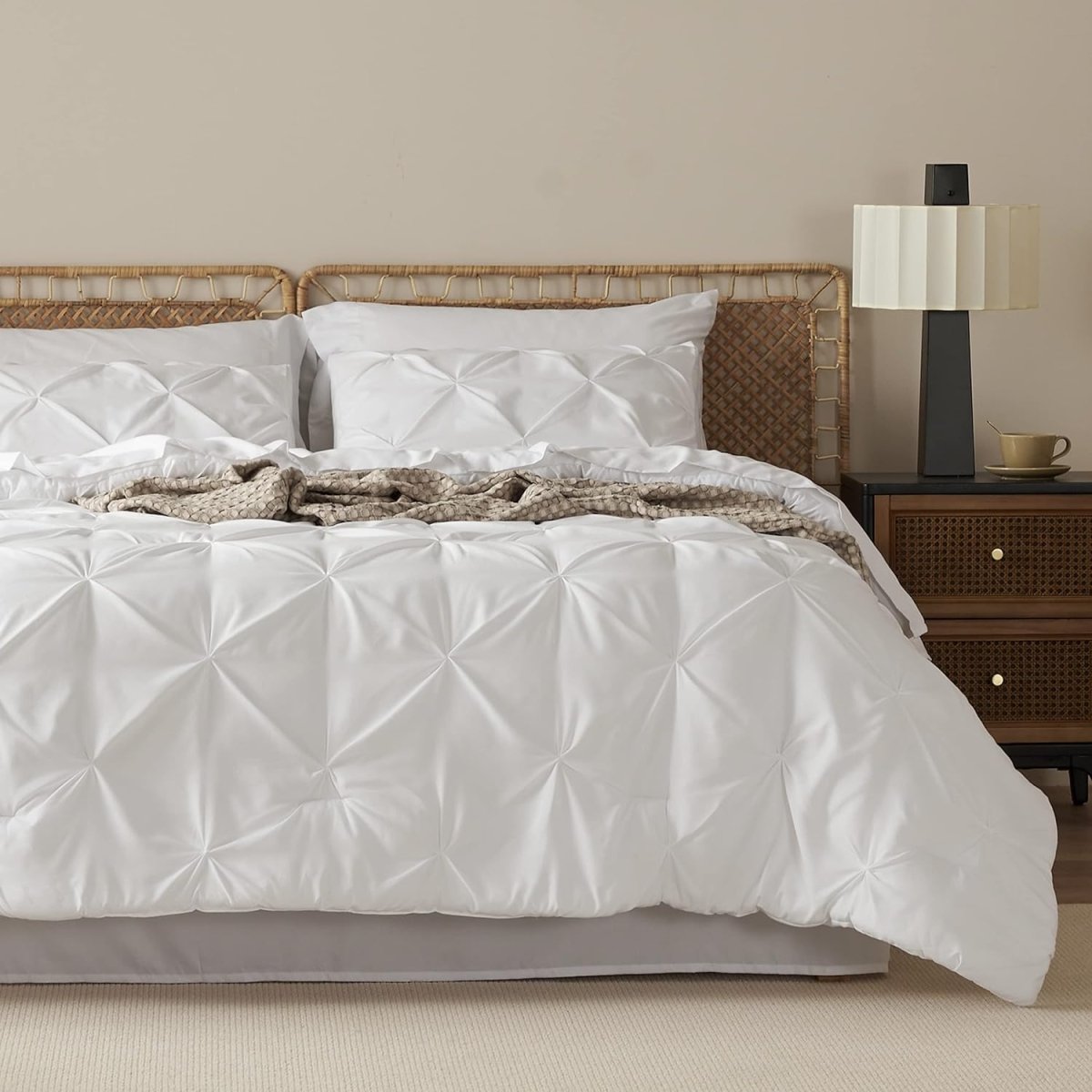 Luxury Duvet Cover Pinch Pleat Brief Bedding 7 - Pieces Set - Any Linen