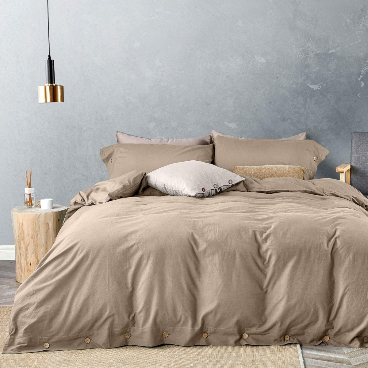 Luxury Soft Duvet Cover Bedding Set Cotton Buttons Closure - Any Linen