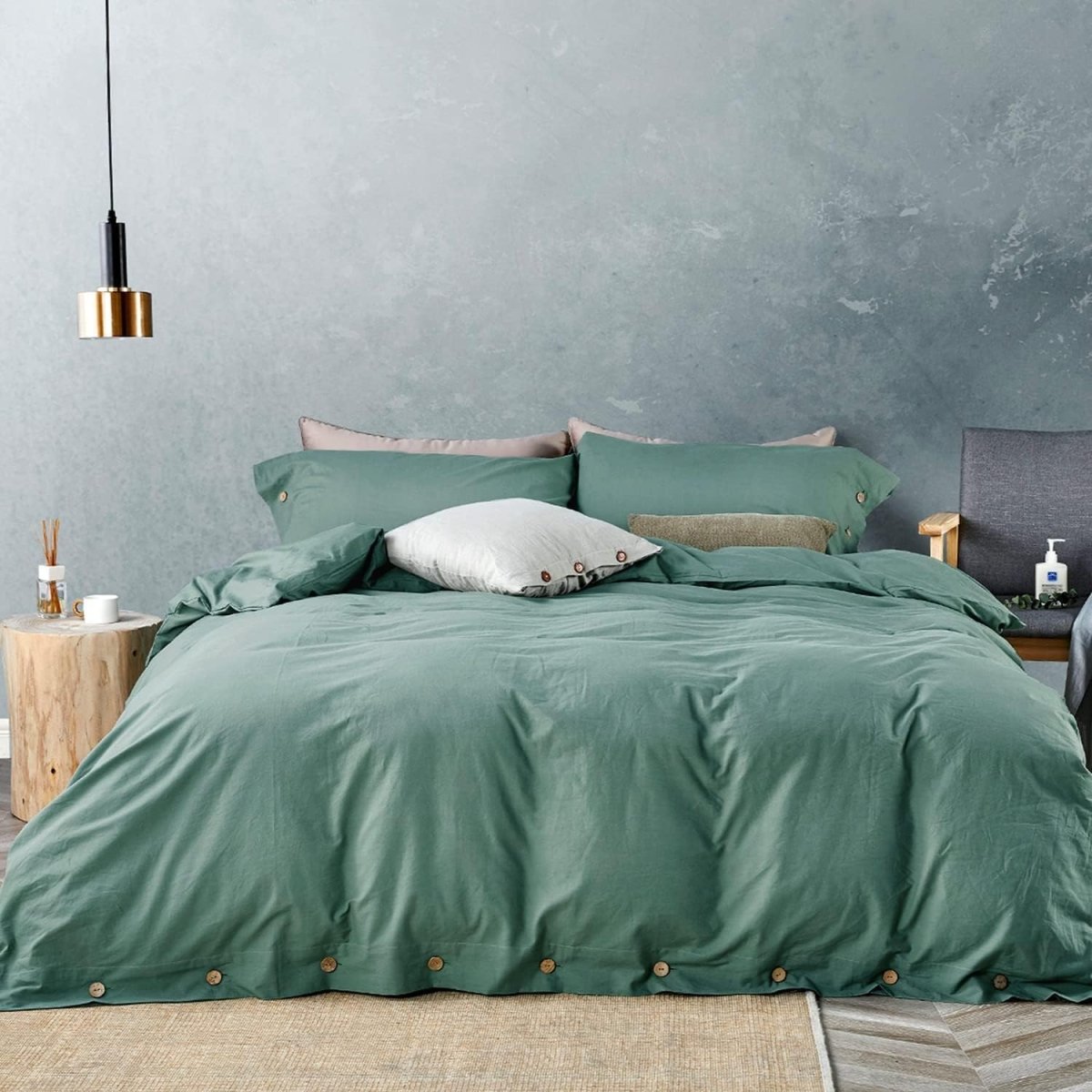Luxury Soft Duvet Cover Bedding Set Cotton Buttons Closure - Any Linen