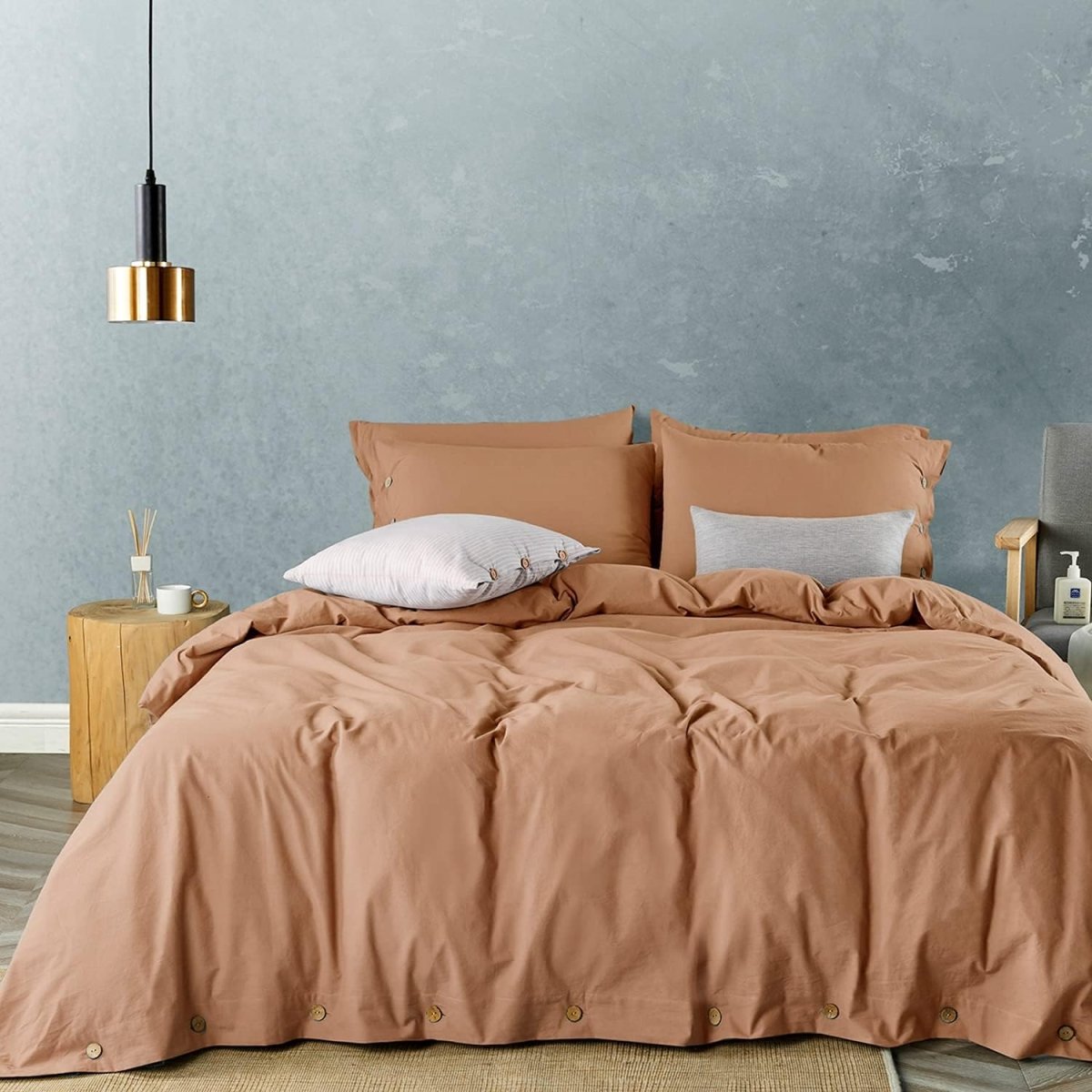 Luxury Soft Duvet Cover Bedding Set Cotton Buttons Closure - Any Linen