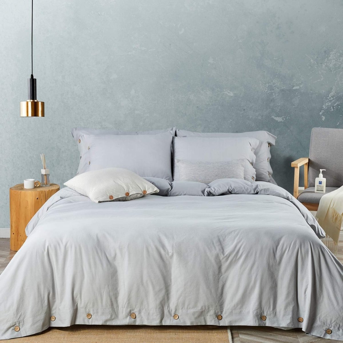 Luxury Soft Duvet Cover Bedding Set Cotton Buttons Closure - Any Linen