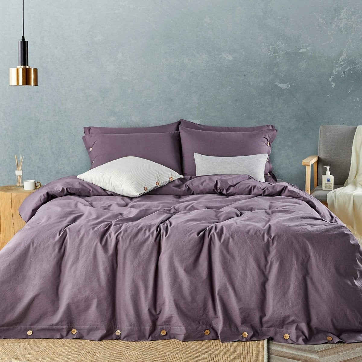 Luxury Soft Duvet Cover Bedding Set Cotton Buttons Closure - Any Linen