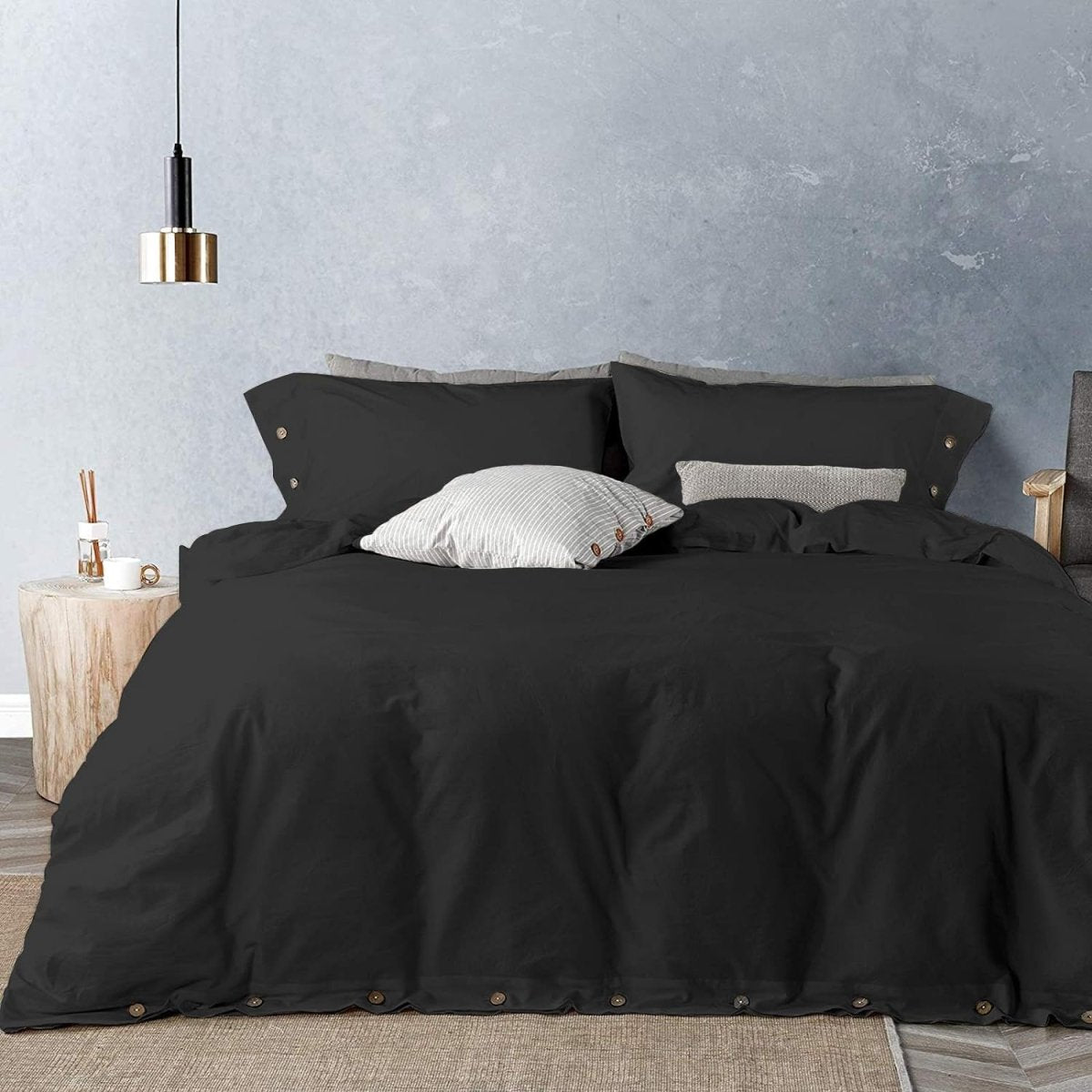 Luxury Soft Duvet Cover Bedding Set Cotton Buttons Closure - Any Linen