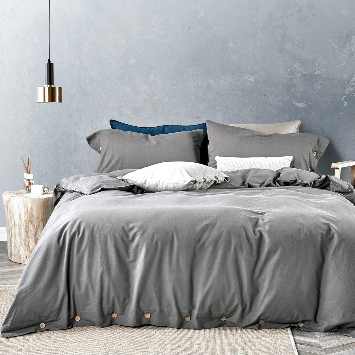 Luxury Soft Duvet Cover Bedding Set Cotton Buttons Closure - Any Linen