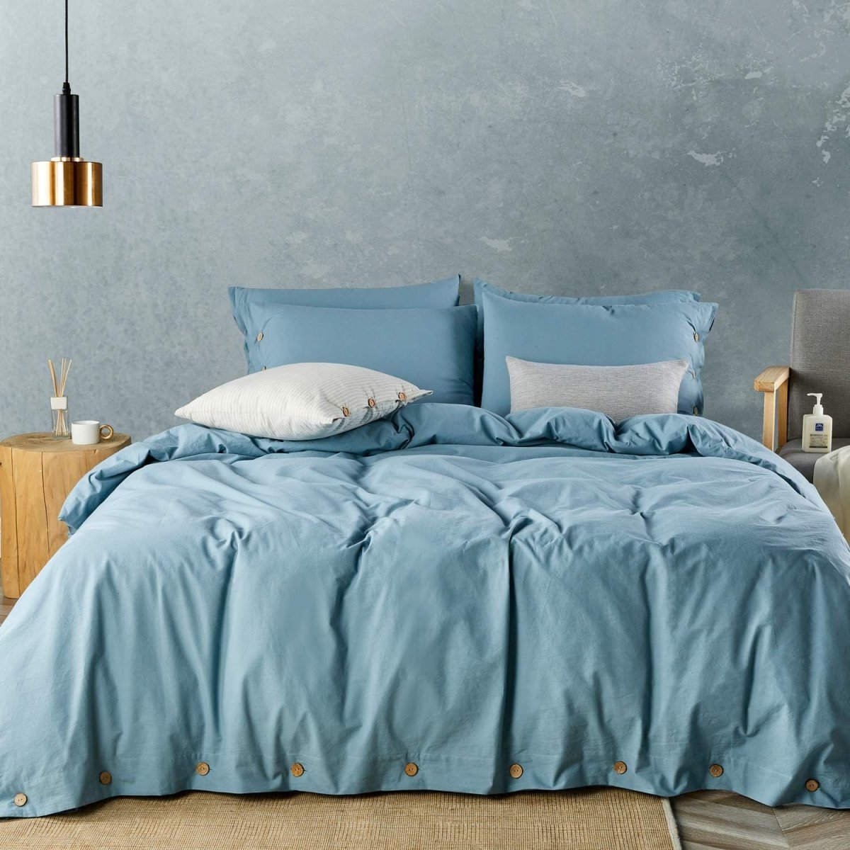 Luxury Soft Duvet Cover Bedding Set Cotton Buttons Closure - Any Linen