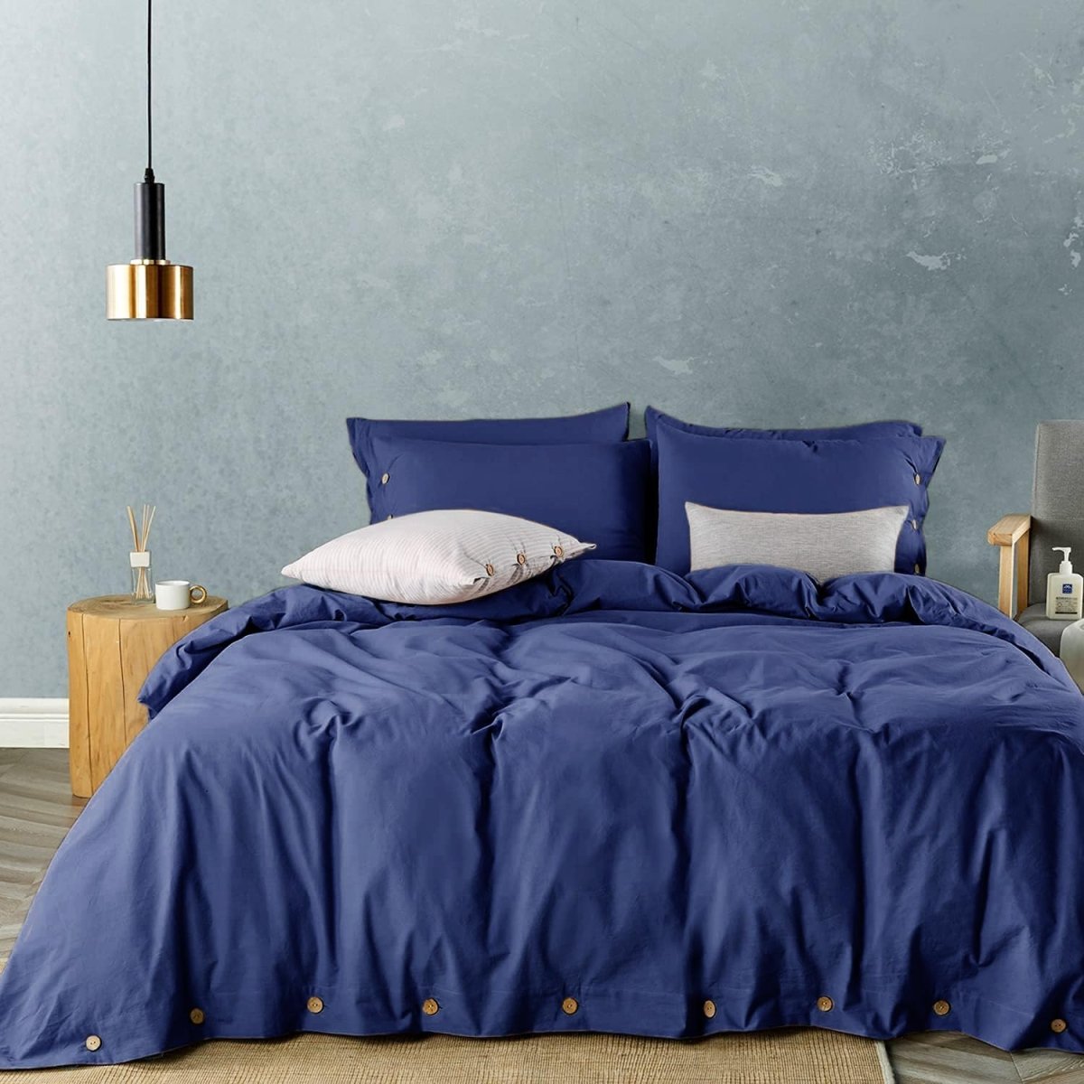 Luxury Soft Duvet Cover Bedding Set Cotton Buttons Closure - Any Linen