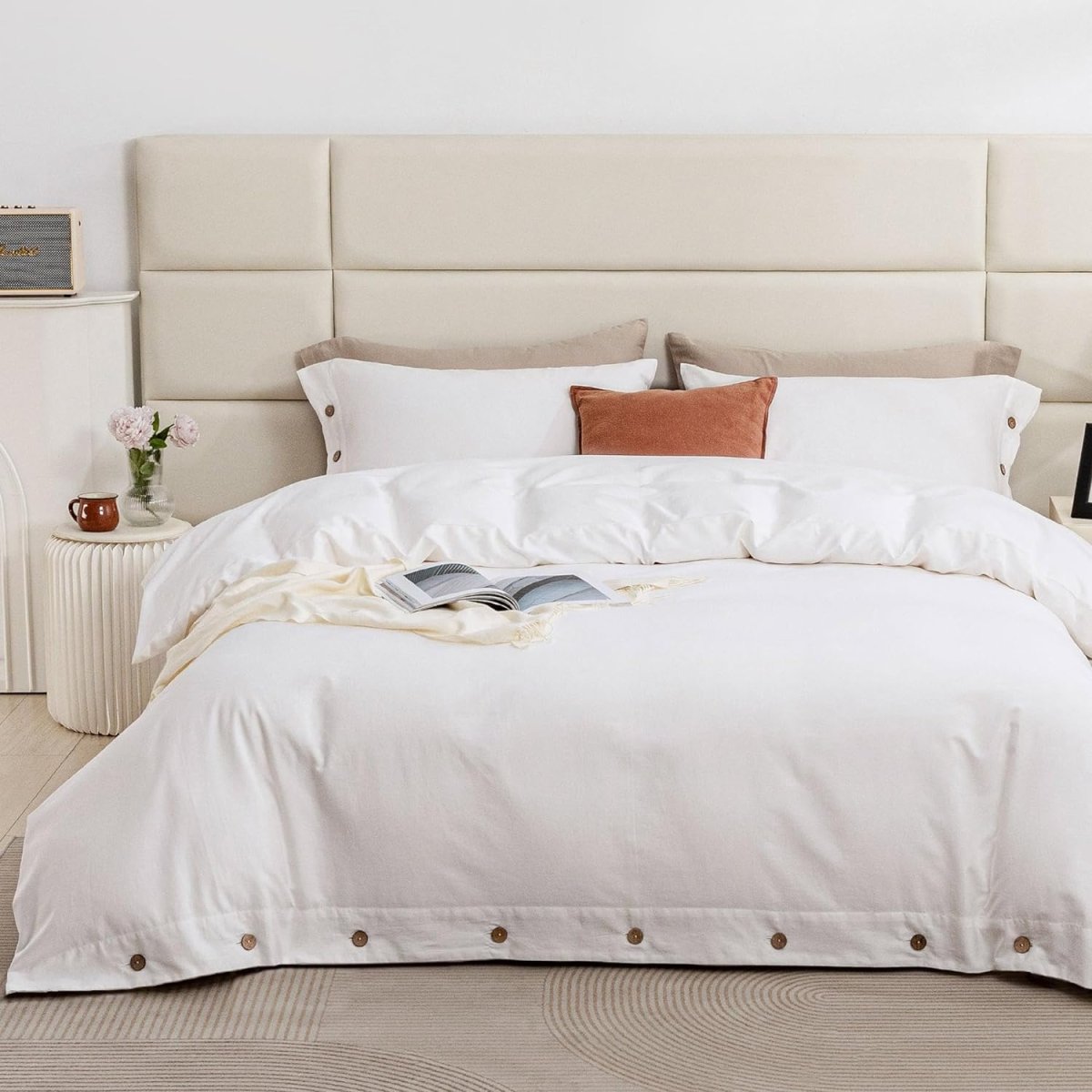 Luxury Soft Duvet Cover Bedding Set Cotton Buttons Closure - Any Linen