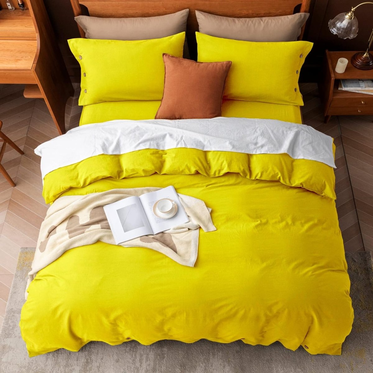 Luxury Soft Duvet Cover Bedding Set Cotton Buttons Closure - Any Linen