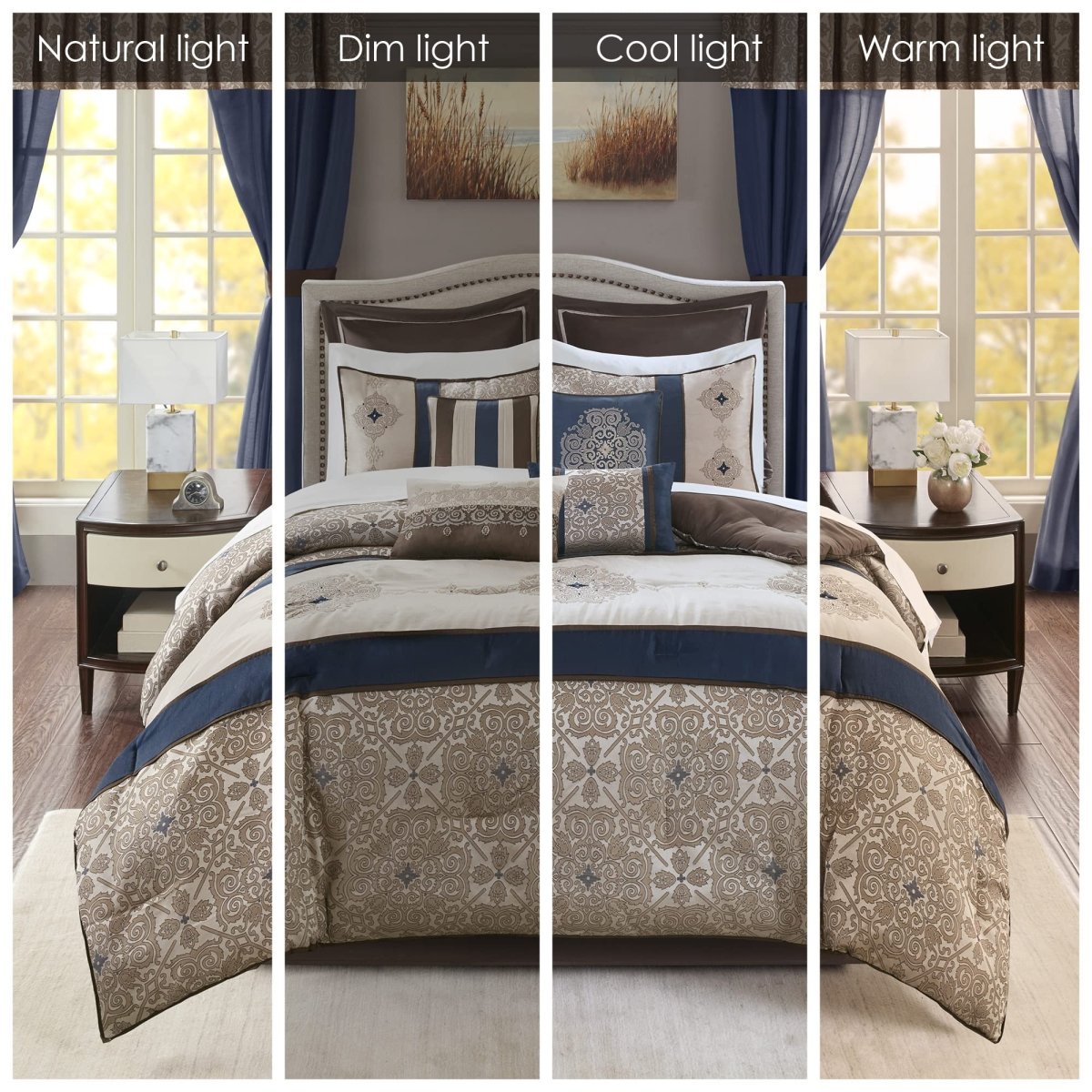 All Season Luxury Satin Jacquard Master Bedroom 24-Piece Room In A Bag Comforter Set - Any Linen