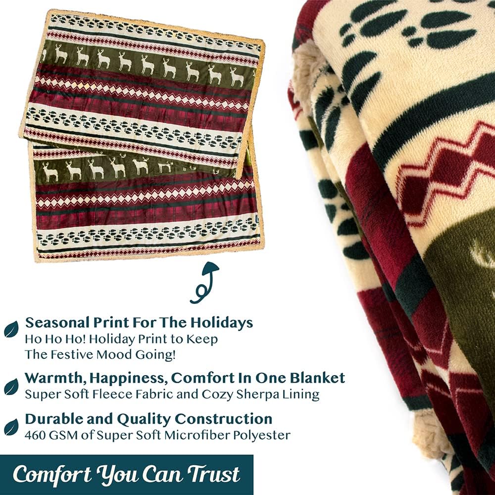 Premium Christmas Blanket Sherpa Fleece Reversible Blanket - Any Linen