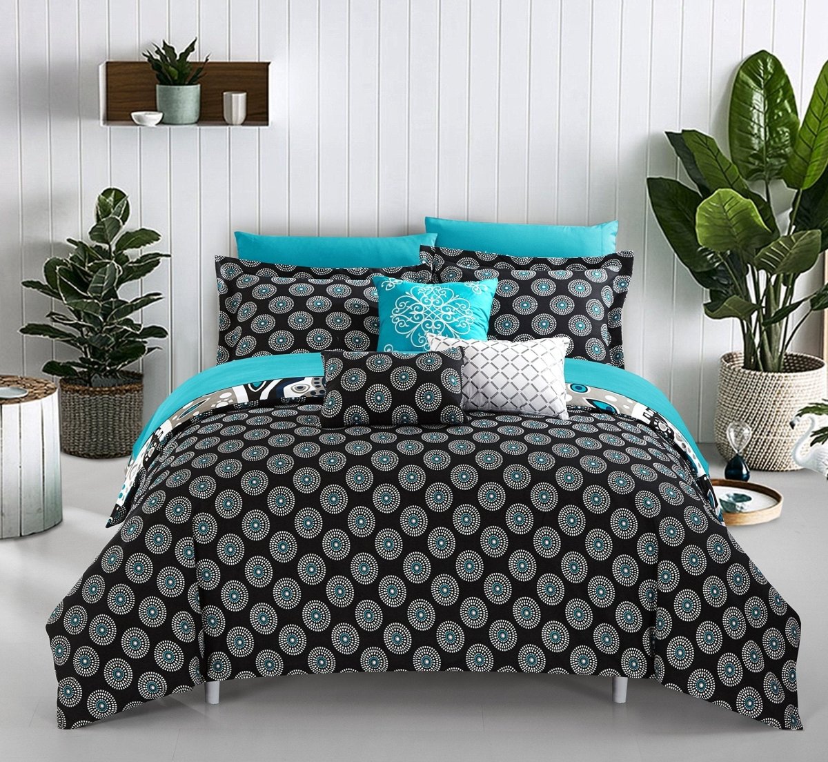 Reversible Bed in a Bag Comforter Set, King Size 10 pcs Set - Any Linen