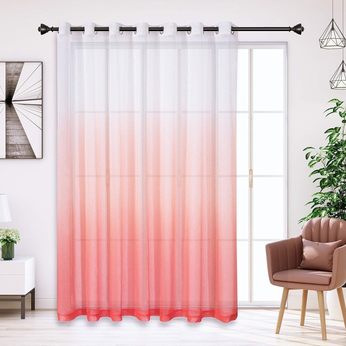 Semi Sheer Soft Linen Curtains Voile Grommet Set of 2 - Any Linen