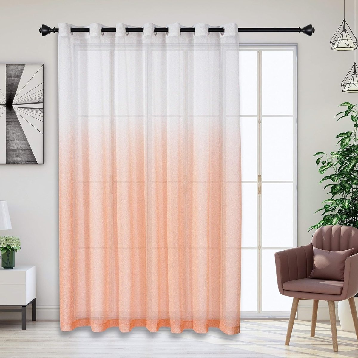 Semi Sheer Soft Linen Curtains Voile Grommet Set of 2 - Any Linen